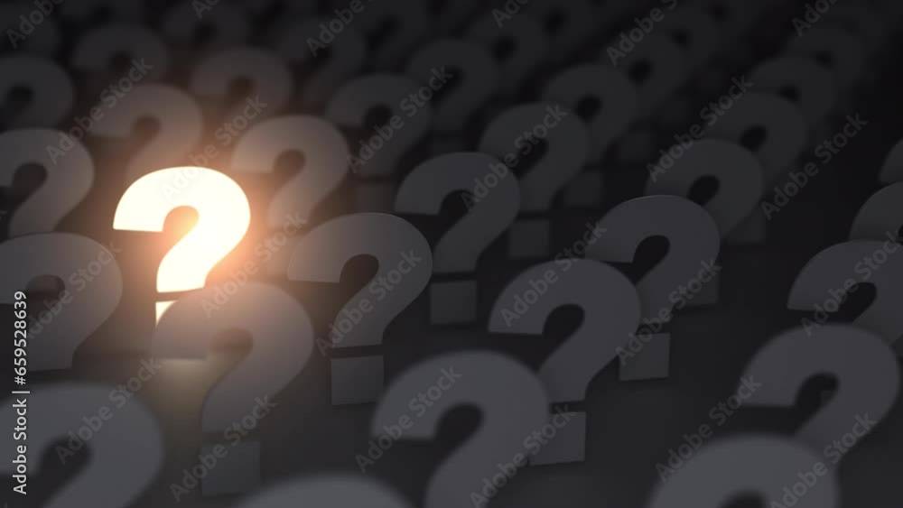 Poster Question mark symbols on black background. Many questions arise during any movement. But the main question is...