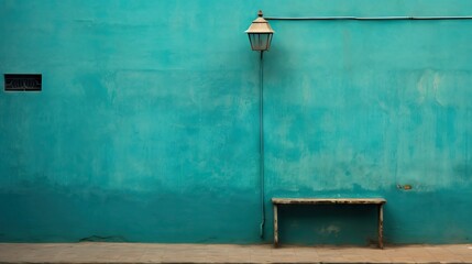 green wall with light and bench background