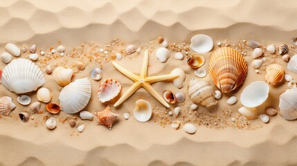 Fototapeta na wymiar seashells on the beach background
