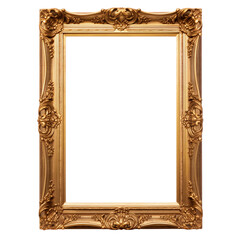 Wooden rectangle frame border isolated transparent, Generative AI