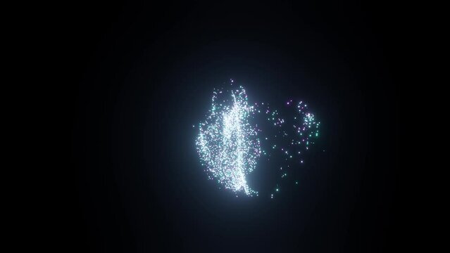 Abstract vortex particles background. Dynamic blue wave moving in explosion. Wormhole shimmering star dust. 3d rendering.