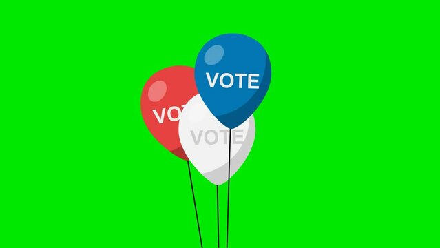 Animated vote writing balloons icon.