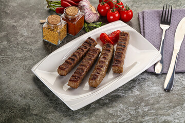 Grilled beef kebab minced meat