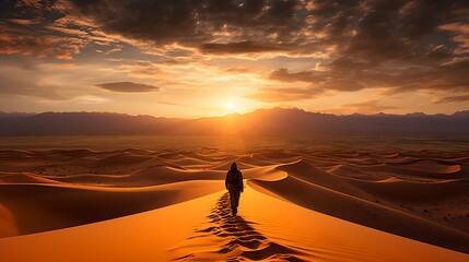 Golden Sand Dune at Sunrise: Majestic Landscape in African Wilderness