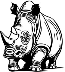 Fototapeta premium rhino isolated on white background vector illustration design | Silhouette of a rhinoceros 