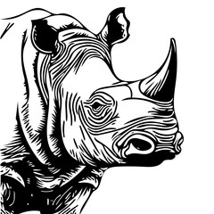 rhino vector illustration black and white | Silhouette of a rhinoceros svg
