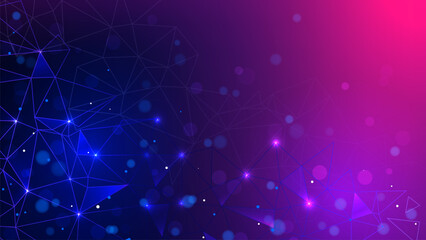 Network background. Science and technology abstract design. Particles background. Gradient background with network connection lines.