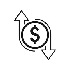 Up and down money symbol icon vector.