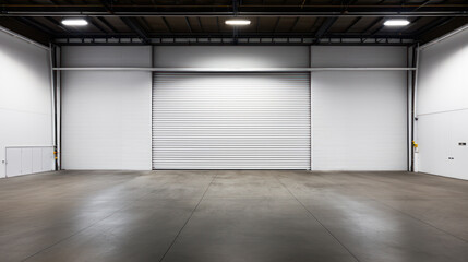 Closed gray roller shutters, closed storage area or garage, warehouse space - Powered by Adobe