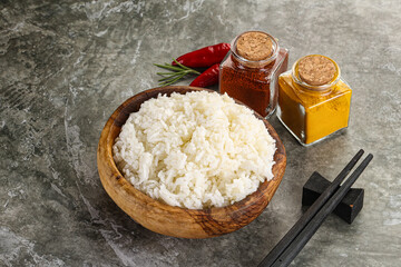 Steamed Basmati rice in the bowl