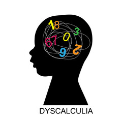Silhouette of a child with dyscalculia vector - 659534465