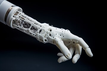 Model a hand prosthesis. 3D printing technology being used in a medical context. - obrazy, fototapety, plakaty