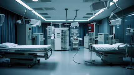 Empty operating room in a hospital Interior of an operating room in clinic with modern medical equipment