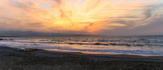 Fototapeta premium evening relaxation on the shores of the Mediterranean sea