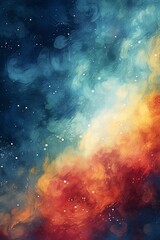 Abstract background. Vibrant cosmic nebula with stars and colorful clouds