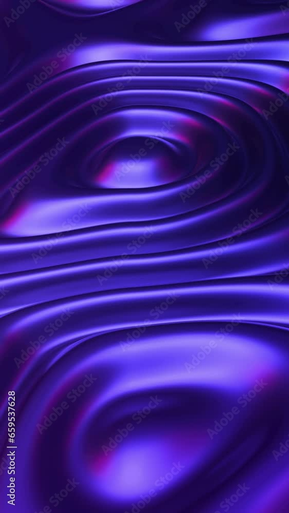 Poster 3d neon waving surface. digital sound concept: sound waves flowing on blue fluid metal surface. abst
