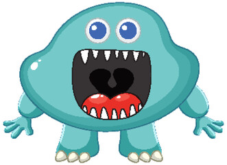 Wild Open Mouth Blue Monster Cartoon Character