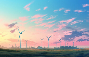 Landscape windmill alternative environment wind technology power electricity energy nature renewable ecological turbine