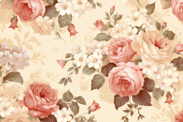 Blossom pattern wallpaper art decorative design retro pink flower seamless vintage