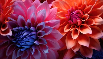 Photo of three vibrant flowers in close-up