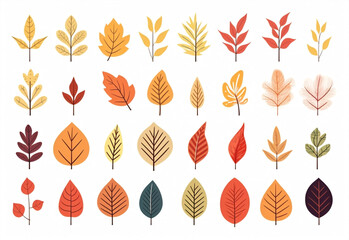Art autumn set graphic design illustration nature print plant leaf decorative pattern abstract background
