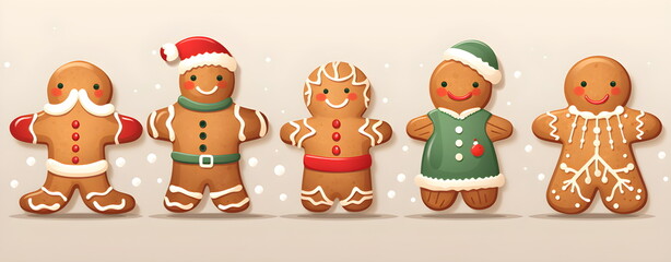 A set of stickers in the New Year theme. Christmas gingerbread.