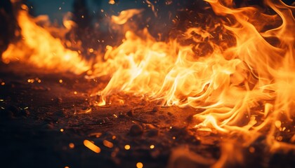 Photo of a mesmerizing display of fiery flames up close