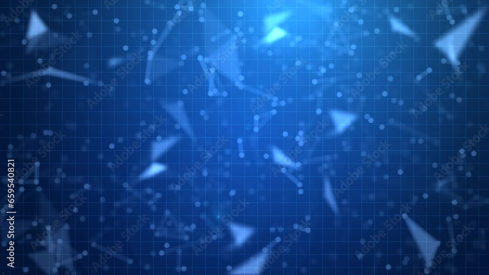 Wall mural futuristic neural network: dynamic blue geometric shapes and glowing lines