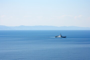 distant view of a patrol boat on open sea