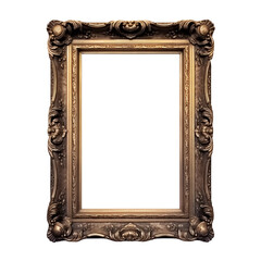 Wooden rectangle frame border isolated transparent, Generative AI