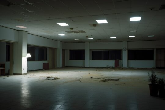 A Deserted Office Building With Lights Off