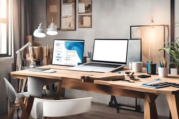 office desk with a computer