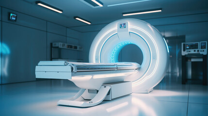 MRI - Magnetic resonance imaging scan device in Hospital. Medical Equipment and Health Care - obrazy, fototapety, plakaty