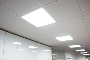 close-up of a sleek drop-ceiling in modern office - obrazy, fototapety, plakaty