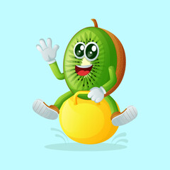 kiwi character playing with bouncing ball