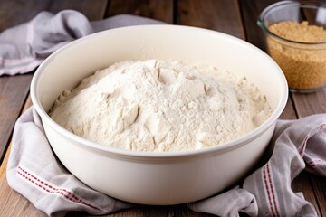 Fototapeta na wymiar freshly kneaded bread dough in a mixing bowl