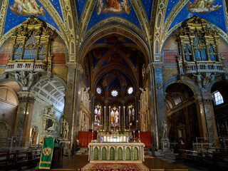 Fototapeta na wymiar The altar of Santa Maria sopra Minerva gothic styled church in Rome, Italy