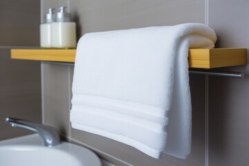 bathroom towel rack with clean towels