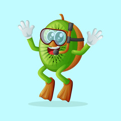 kiwi character snorkeling