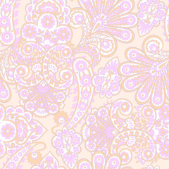 Paisley floral seamless vector pattern
