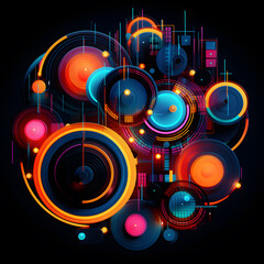 Obraz premium Abstract colorful background with circles and lines. Vector illustration for your design