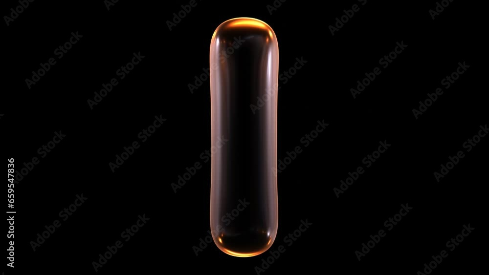 Poster animation of glowing alphabet letter i isolated on black background in 3d rendering.