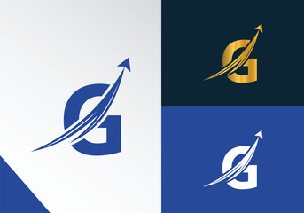 Letter G with Finance logo concept. marketing and growth arrow financial business logo design