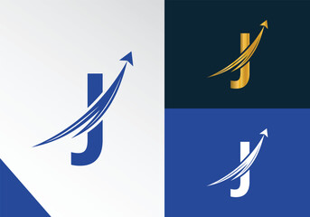 Letter J with Finance logo concept. marketing and growth arrow financial business logo design