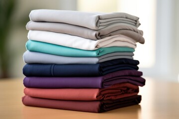 stack of folded yoga pants for fitness dress code