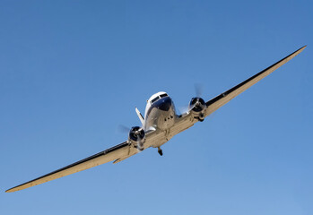 Twin engine airplane, retro, vintage old airplane