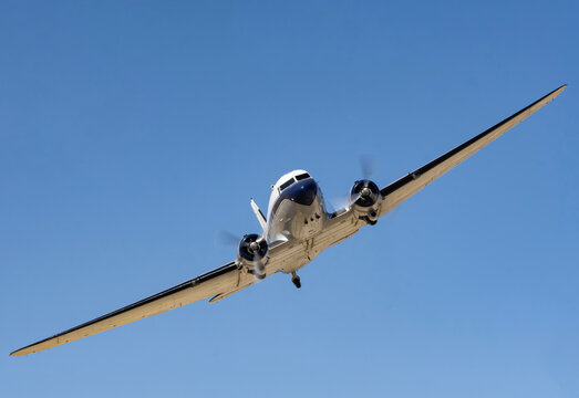 Twin engine airplane, retro, vintage old airplane