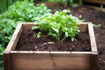 natural organic compost in a wooden bin
