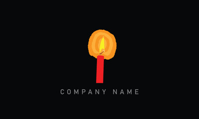 candle logo design with burning flame