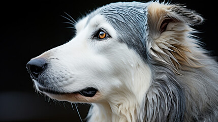 portrait of a white dog created with Generative AI technology